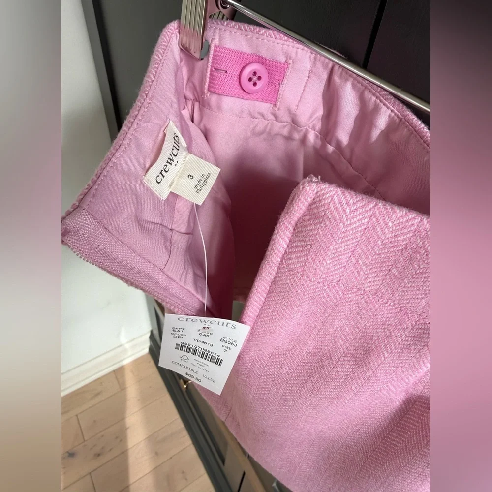 J. Crew Crewcuts Pink Herringbone Girls Skirt NWT • size 3